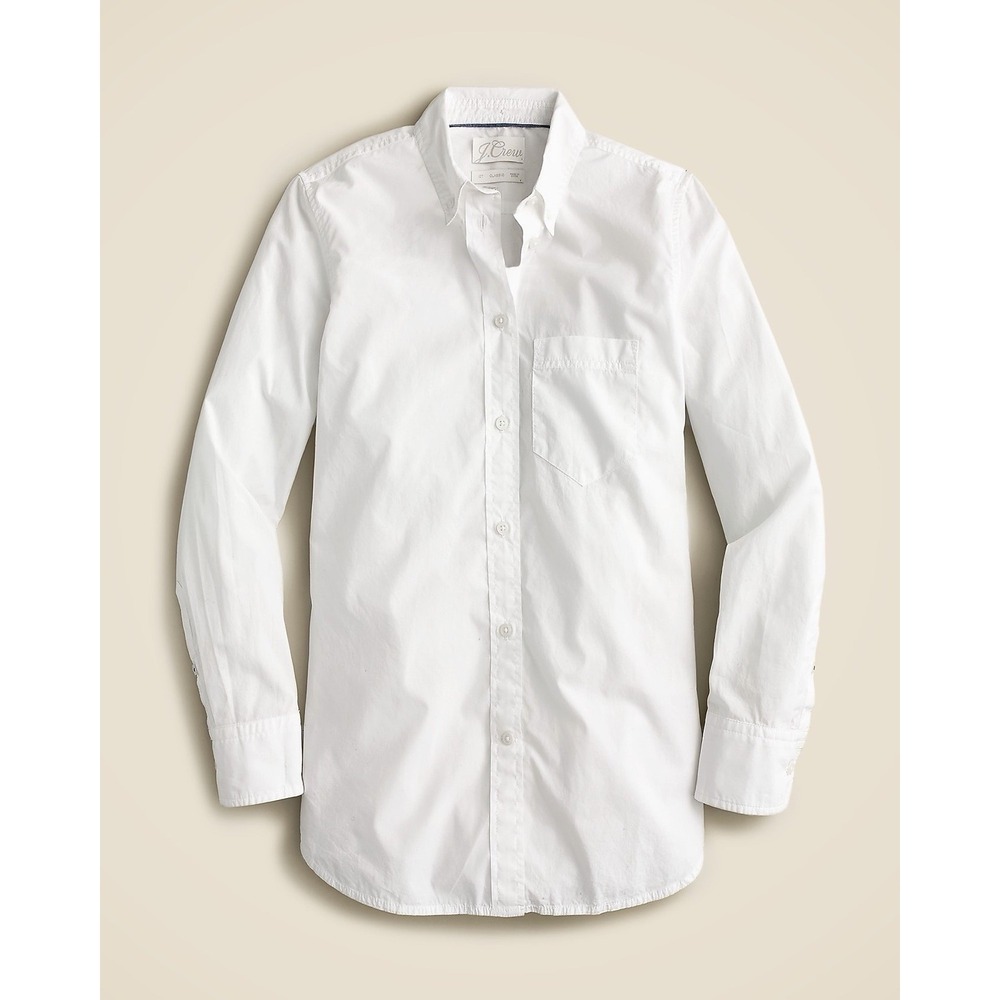 J.Crew Classic Fit White Cotton Poplin‎ Button Up Shirt Women's 8 Career Preppy